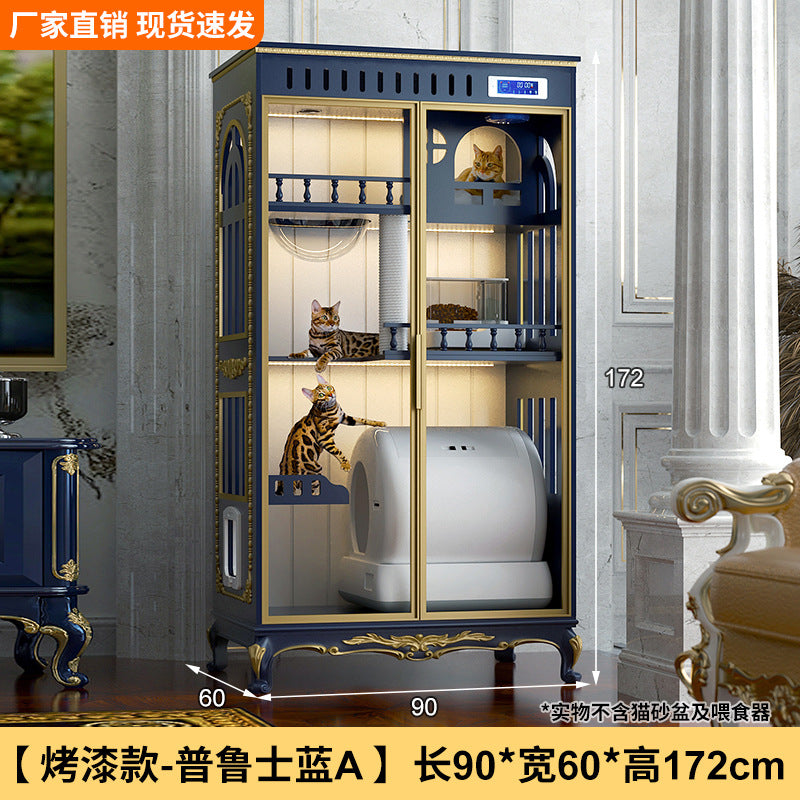 Luxury solid wood new cat villa large space cat cage household cat house cat cabinet opposite door cat villa