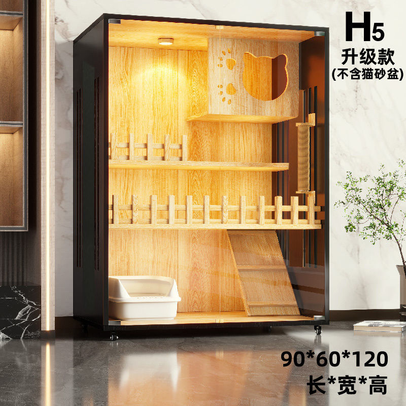 Wooden cat villa on the second and third floors of the super large cat cage cat house cat house home indoor cat house cat kennel pet cabinet