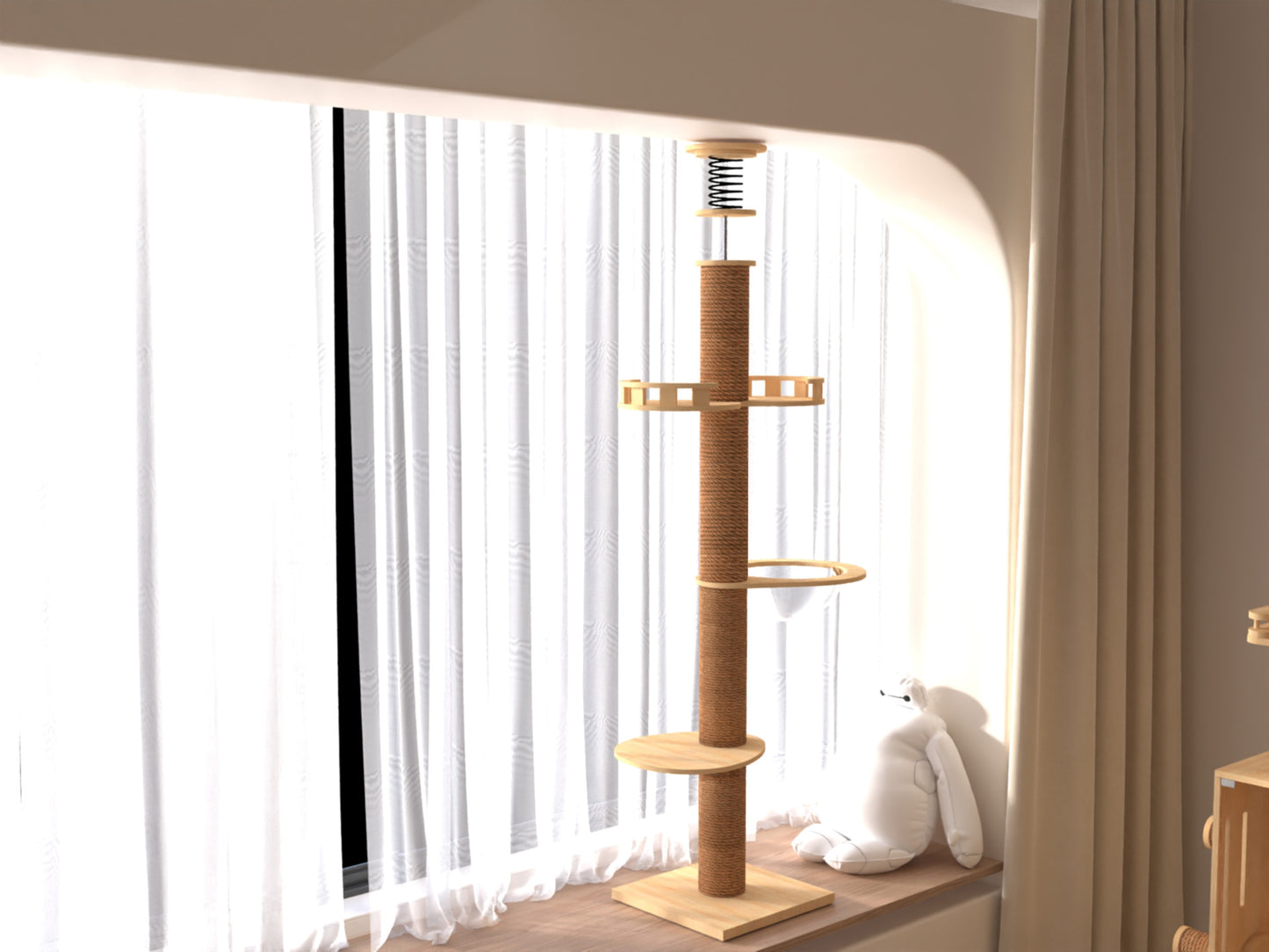 Wholesale Cat Climbing Frame Cat Nest Cat Tree Integrated Solid Wood Top Heaven and Earth Tongtian Post Cat Toy Cat Scratch Board Stable Cat Post