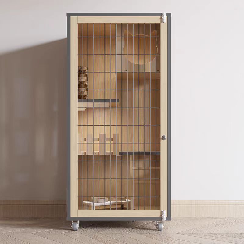 Wooden cat villa household indoor cat cage grid door cat house three-layer cat cabinet breeding cage cat nest luxury cat house