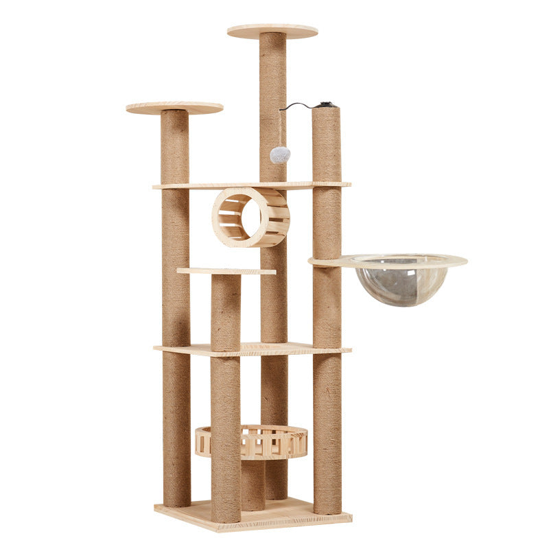 Wholesale solid wood cat climbing frames, cat tree, pet supplies, and multi-layered cat beds