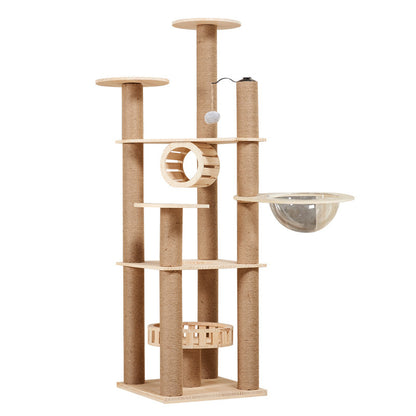 Wholesale solid wood cat climbing frames, cat tree, pet supplies, and multi-layered cat beds