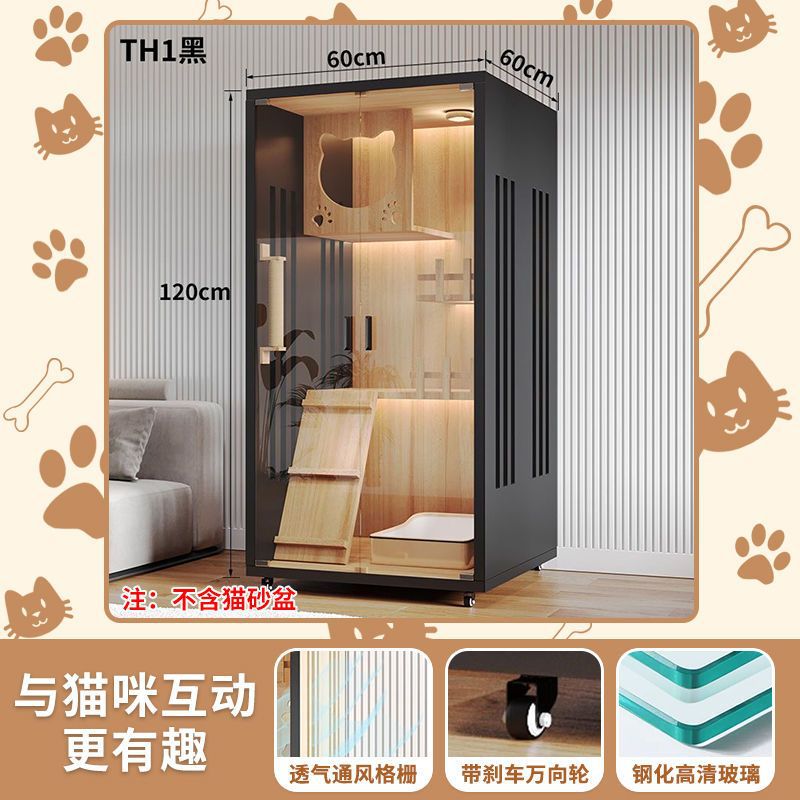 Cat Villa Wooden Cat Cage Household Indoor Double-layer Cat Cabinet Three-layer Cat House Pet Cabinet Cat Nest Cat House