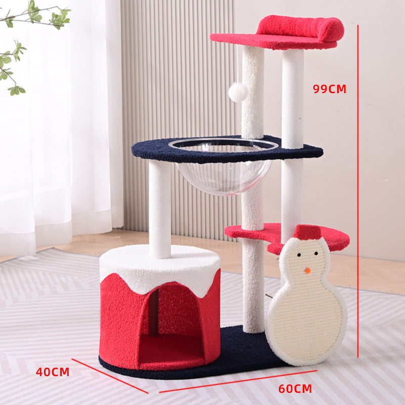 Wholesale cat climbing frame cat nest integrated Christmas tree multi-layer space capsule cat scratching column big cat special cat climbing frame indoor