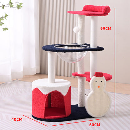 Wholesale cat climbing frame cat nest integrated Christmas tree multi-layer space capsule cat scratching column big cat special cat climbing frame indoor