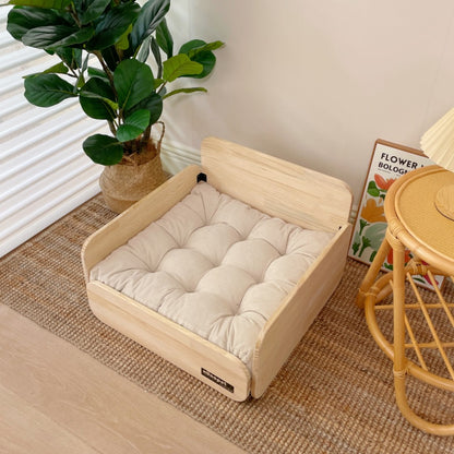 Pet sofa, wooden pet cat and dog bed, pet sofa universal in all seasons, ground-free sofa, small dog nest