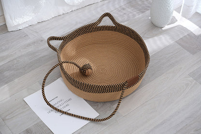 Straw winter warm cat nest, cattail grass weaving cat supplies universal in all seasons, super large pet nest spot