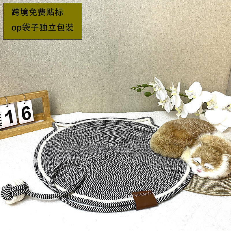Cotton rope woven cat scratching pad toy ball integrated cat sleeping pad scratch resistant wear resistant washable pet pad