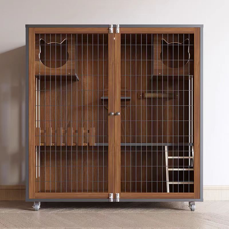 Wooden cat villa household indoor cat cage grid door cat house three-layer cat cabinet breeding cage cat nest luxury cat house