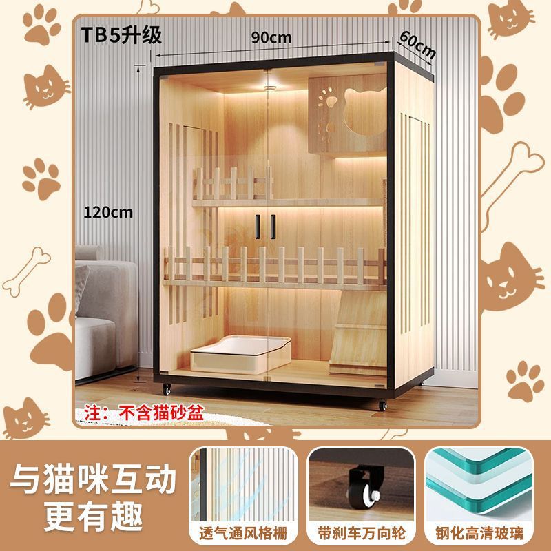 Cat Villa Wooden Cat Cage Household Indoor Double-layer Cat Cabinet Three-layer Cat House Pet Cabinet Cat Nest Cat House