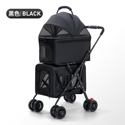 Double Pet Cart Dog Cat Teddy Baby Cart Out Pet Cart Lightweight Foldable Outdoor Travel