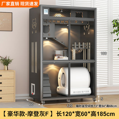 Luxury solid wood new cat villa large space cat cage household cat house cat cabinet opposite door cat villa