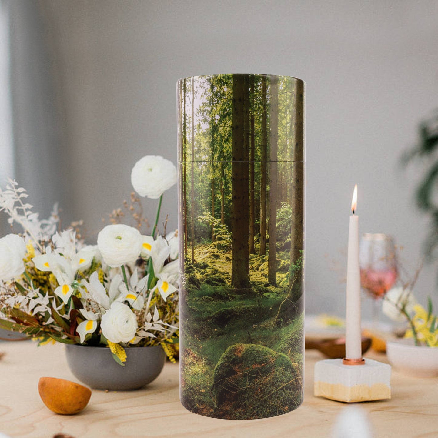 Direct supply cylindrical wood paper tube biodegradable wooden pet memorial funeral urn