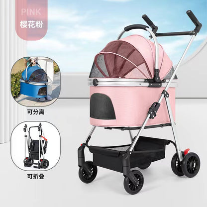 Wholesale medium and large dog pet cart dog cat teddy baby cart out small pet cart lightweight foldable