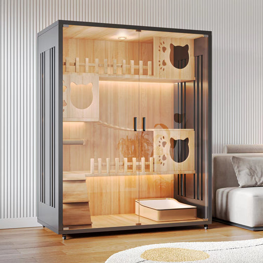 Cat Villa Wooden Cat Cage Household Indoor Double-layer Cat Cabinet Three-layer Cat House Pet Cabinet Cat Nest Cat House