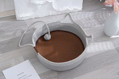 Straw winter warm cat nest, cattail grass weaving cat supplies universal in all seasons, super large pet nest spot