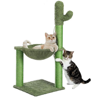 Wholesale cactus cat climbing frame is wear-resistant and cannot drop chips. The cat self-hi relieves boredom and scratches. Solid wood small apartment cat scratching column