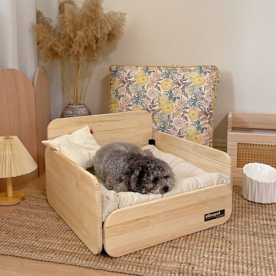 Pet sofa, wooden pet cat and dog bed, pet sofa universal in all seasons, ground-free sofa, small dog nest