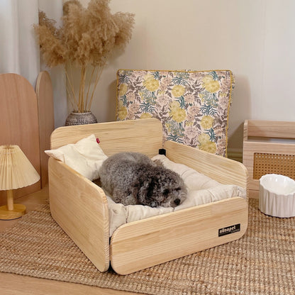 Pet sofa, wooden pet cat and dog bed, pet sofa universal in all seasons, ground-free sofa, small dog nest
