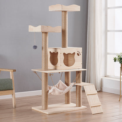 Wholesale custom solid wood cat climbing frame cat nest luxury cat jumping platform cat scratching column cat hammock pine pet nest custom