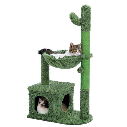 Wholesale cactus cat climbing frame is wear-resistant and cannot drop chips. The cat self-hi relieves boredom and scratches. Solid wood small apartment cat scratching column