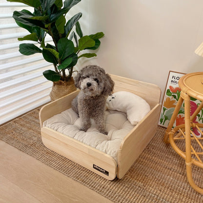 Pet sofa, wooden pet cat and dog bed, pet sofa universal in all seasons, ground-free sofa, small dog nest