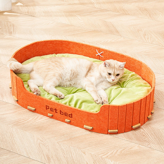 Cat litter, warm and scratch-resistant in winter, oversized felt bed, universal in all seasons, small and medium dog kennel, cat sleeping litter, multi-cat family