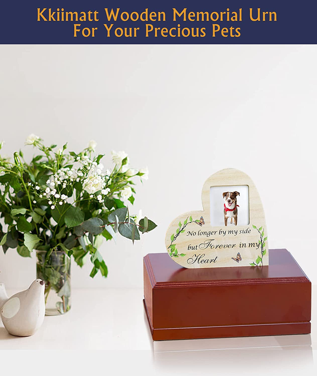 Wooden pet ashes box Funeral supplies Photo frame Commemorative box Dog coffin Solid wood urn