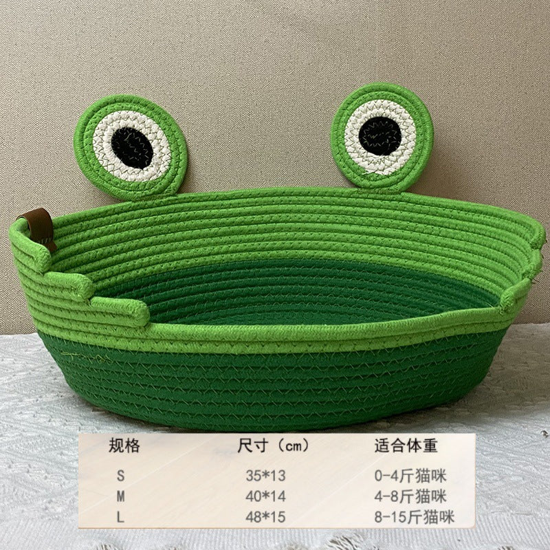 Woven cat nest frog prince design pet nest universal in all seasons washable grinding claws cat scratching board integrated sleeping nest