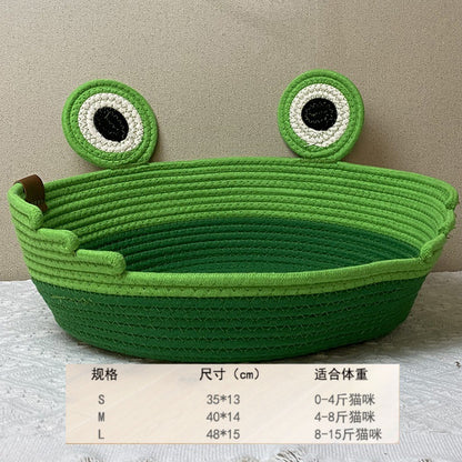 Woven cat nest frog prince design pet nest universal in all seasons washable grinding claws cat scratching board integrated sleeping nest