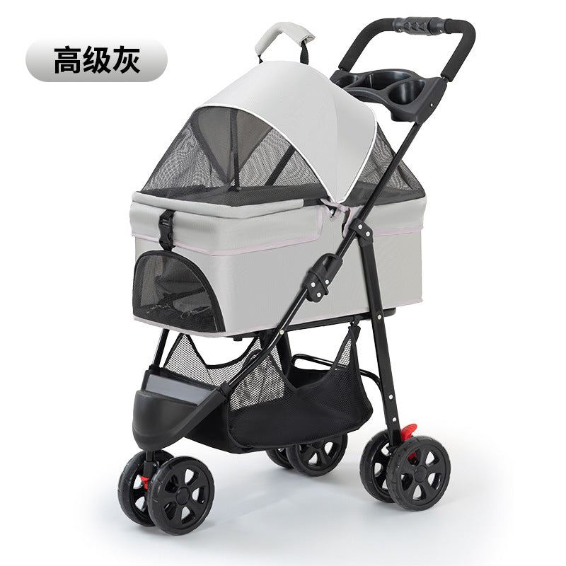 Wholesale Pet Cart Dog Cat Teddy Baby Cart Out Small Three Wheeled Pet Cart Lightweight Foldable Outdoor