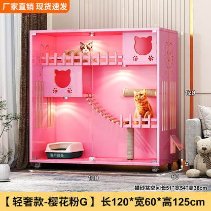 Cat Villa Solid Wood Wooden Household Solid Wood Cat House  Multi-colored Cat House Cat House Cat Cage Spot