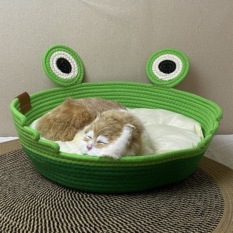 Woven cat nest frog prince design pet nest universal in all seasons washable grinding claws cat scratching board integrated sleeping nest