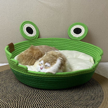 Woven cat nest frog prince design pet nest universal in all seasons washable grinding claws cat scratching board integrated sleeping nest