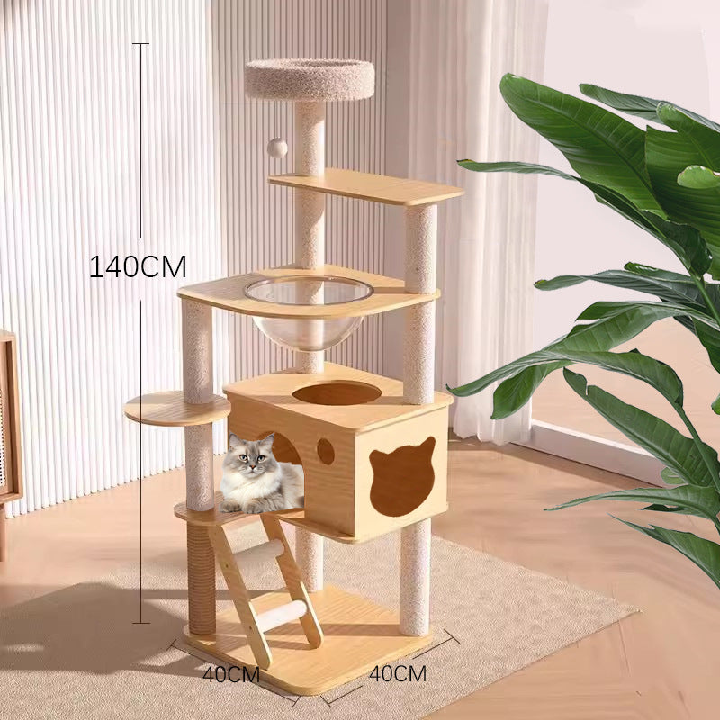 Wholesale cat climbing frame cat nest cat tree integrated factory direct sales cat scratching board solid wood large cat jumping platform column