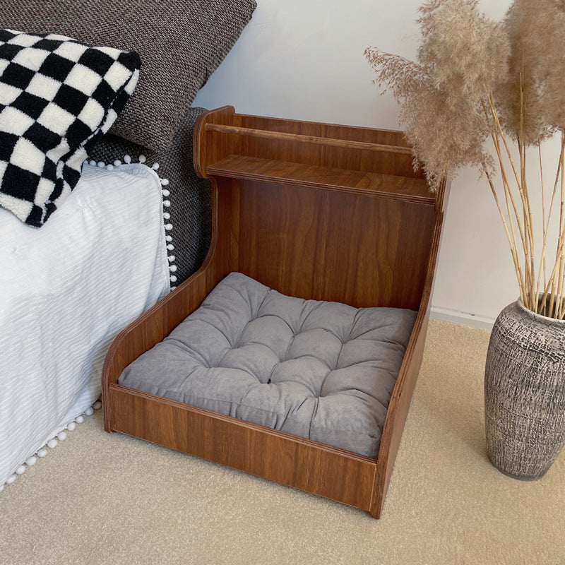 Pet sofa bed, cat and dog litter, wooden small bed, surrounded, with bottom cushion, small dog and cat universal four-season kennel