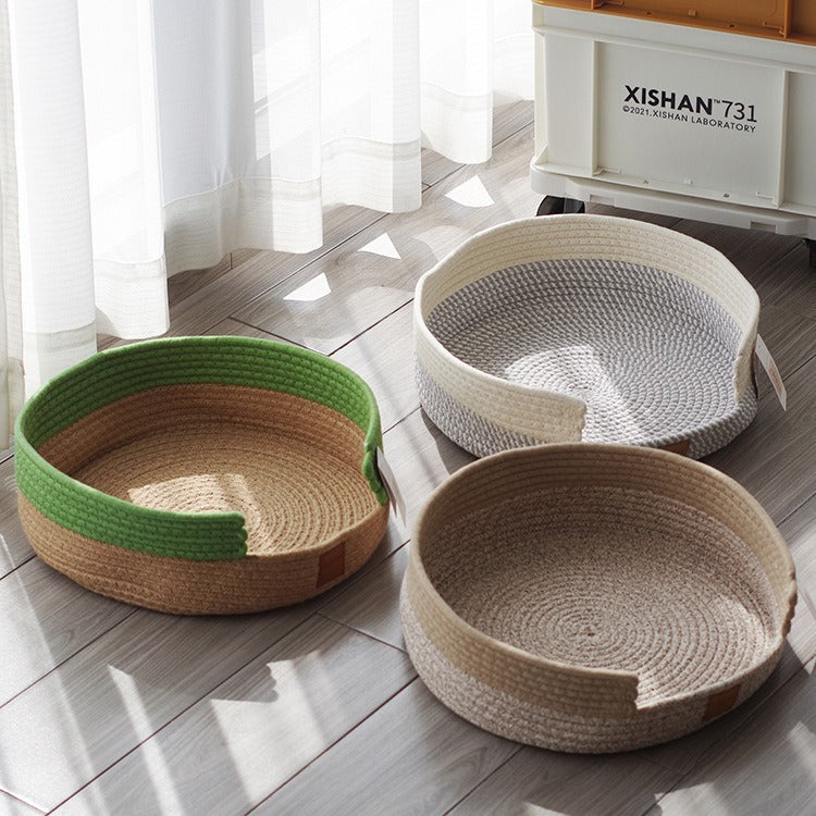 Cat nest cat scratching board integrated cat round cushion cotton thread cat claw nest claw grinder toy cat scratching blanket does not drop debris