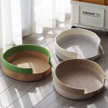 Cat nest cat scratching board integrated cat round cushion cotton thread cat claw nest claw grinder toy cat scratching blanket does not drop debris