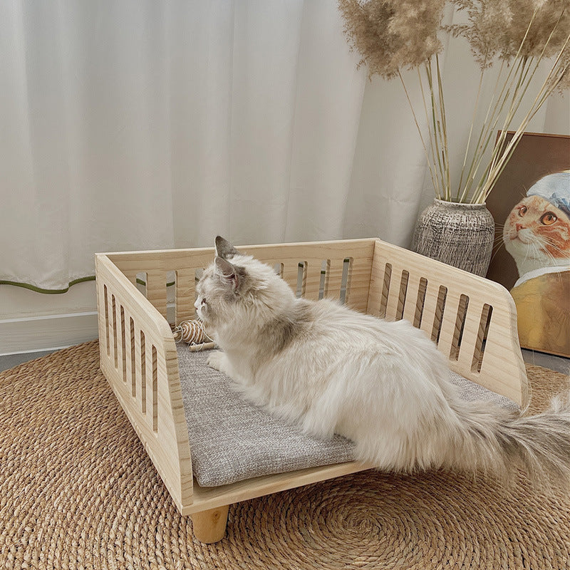 Hollow surrounded pet tatami, cat pet bed, wooden, indoor four seasons