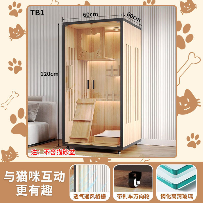 Cat Villa Wooden Cat Cage Household Indoor Double-layer Cat Cabinet Three-layer Cat House Pet Cabinet Cat Nest Cat House