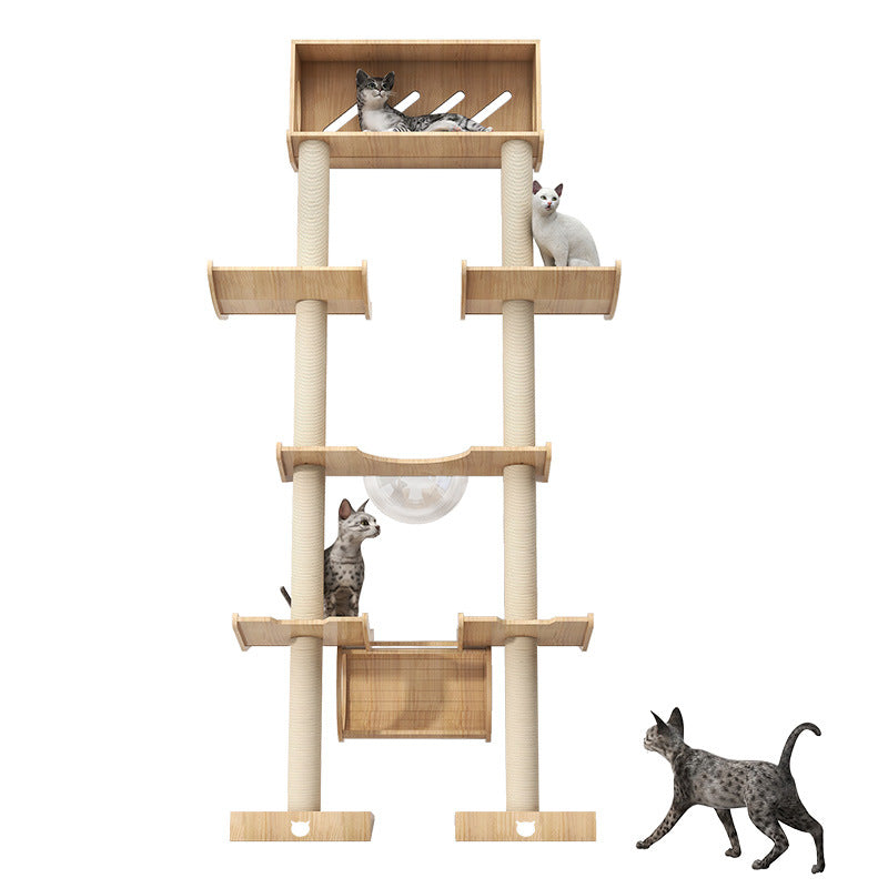 Cat climbing frame Leaning tower Cat frame Cat jumping platform Space capsule Cat tower Solid wood against the wall Cat climbing frame Cat nest Cat tree integrated