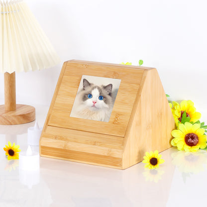 Funeral Supplies Cat and Dog Memorial Box Small Pet Solid Wood Photo Frame Wooden Pet Urn