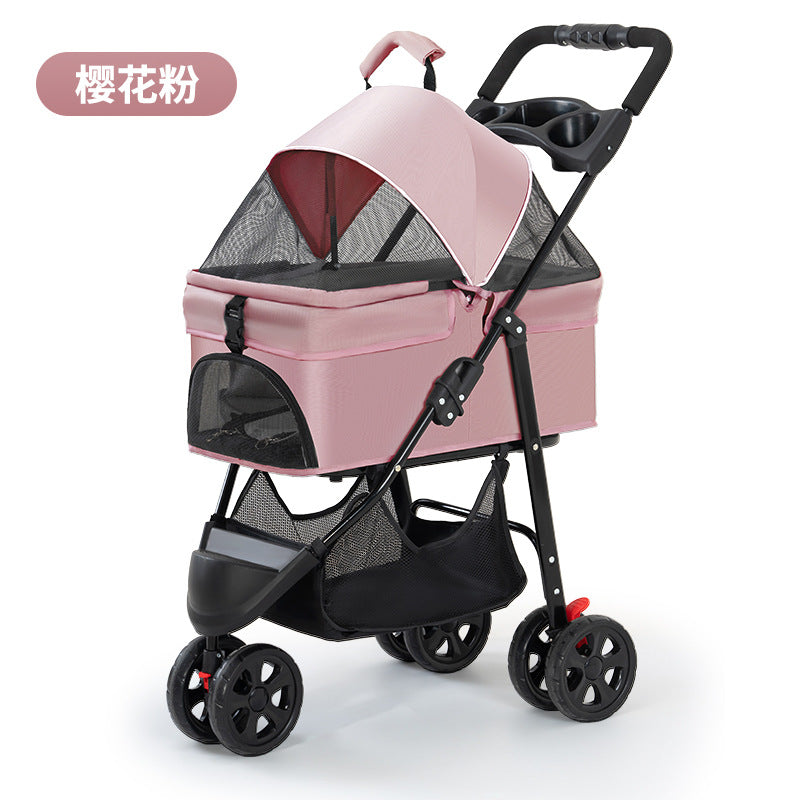 Wholesale Pet Cart Dog Cat Teddy Baby Cart Out Small Three Wheeled Pet Cart Lightweight Foldable Outdoor