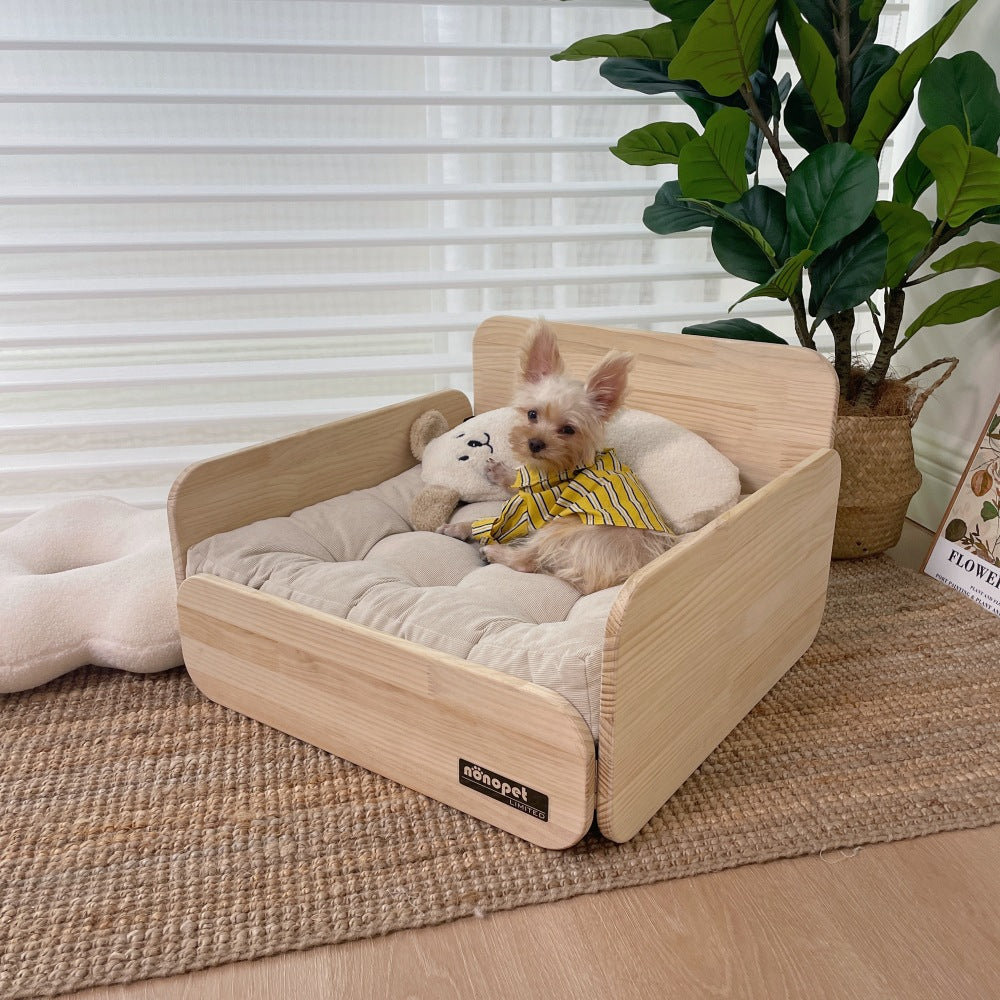 Pet sofa, wooden pet cat and dog bed, pet sofa universal in all seasons, ground-free sofa, small dog nest