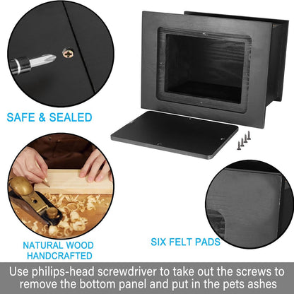 Pet urn, wooden black frame, suitable for cats and dogs and other pets