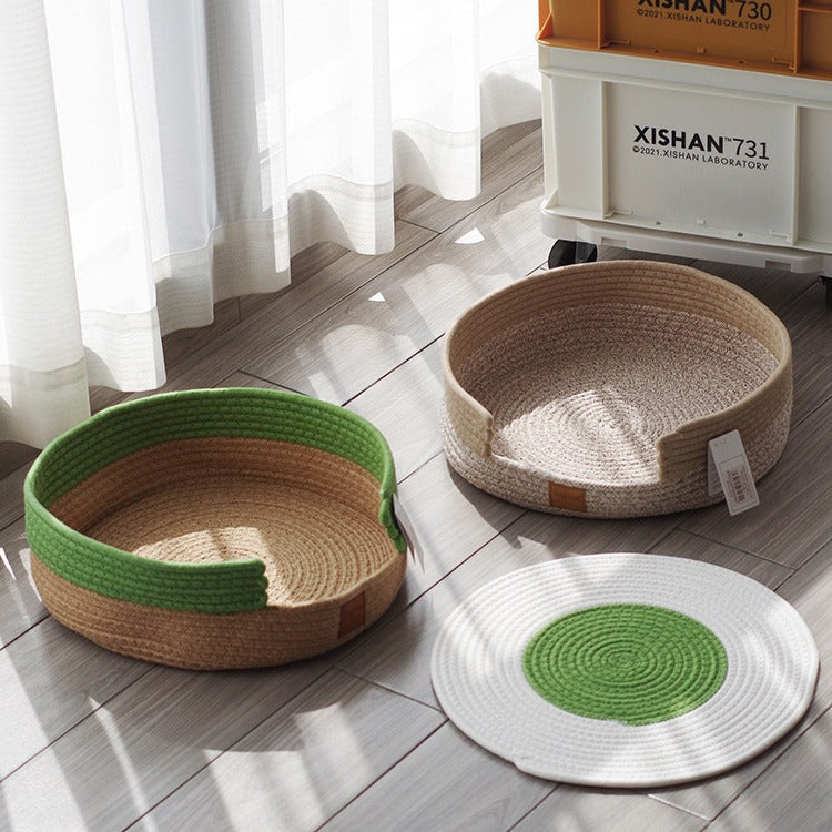 Cat nest cat scratching board integrated cat round cushion cotton thread cat claw nest claw grinder toy cat scratching blanket does not drop debris