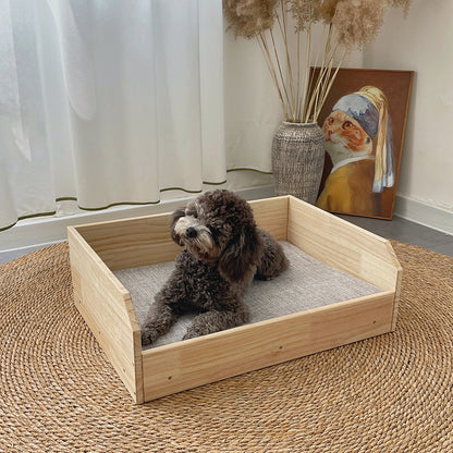 Cute pet box bed, pregnant dog cat nest, solid wood winter warm breeding production box, with handle, surrounded