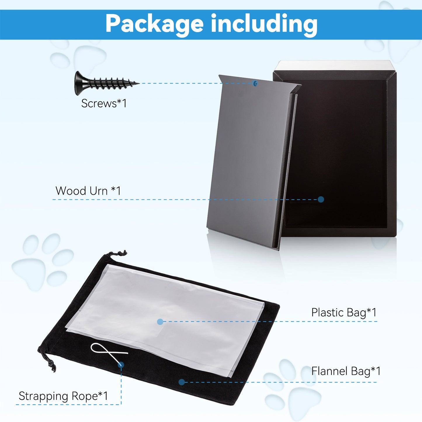 Pet urn Wooden black Photo-friendly Pet wooden urn Engraving and nameplate