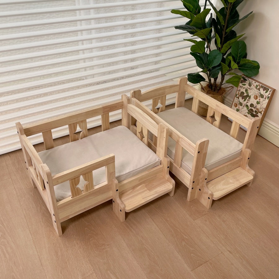 Pet wooden bed, dog wooden bed, pet dog cat wooden bed, small and medium-sized dogs, off-ground four-season wooden nest