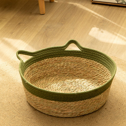 Cat nest rattan four seasons universal weaving summer cool nest cushion Internet celebrity cat scratching board integrated pet bed cat supplies